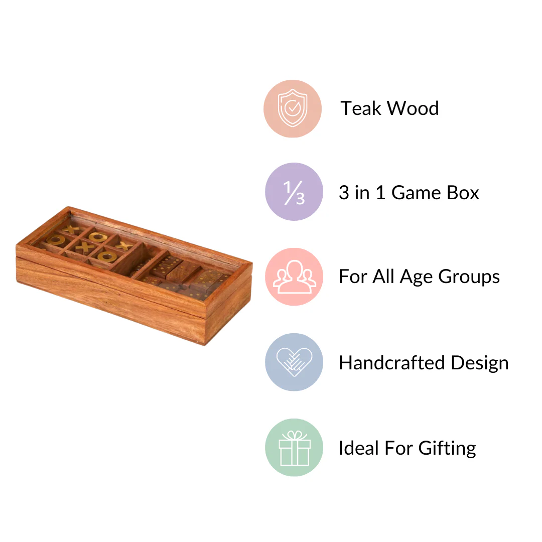 3 in 1 Portable Game Wooden Box Set - Image 5