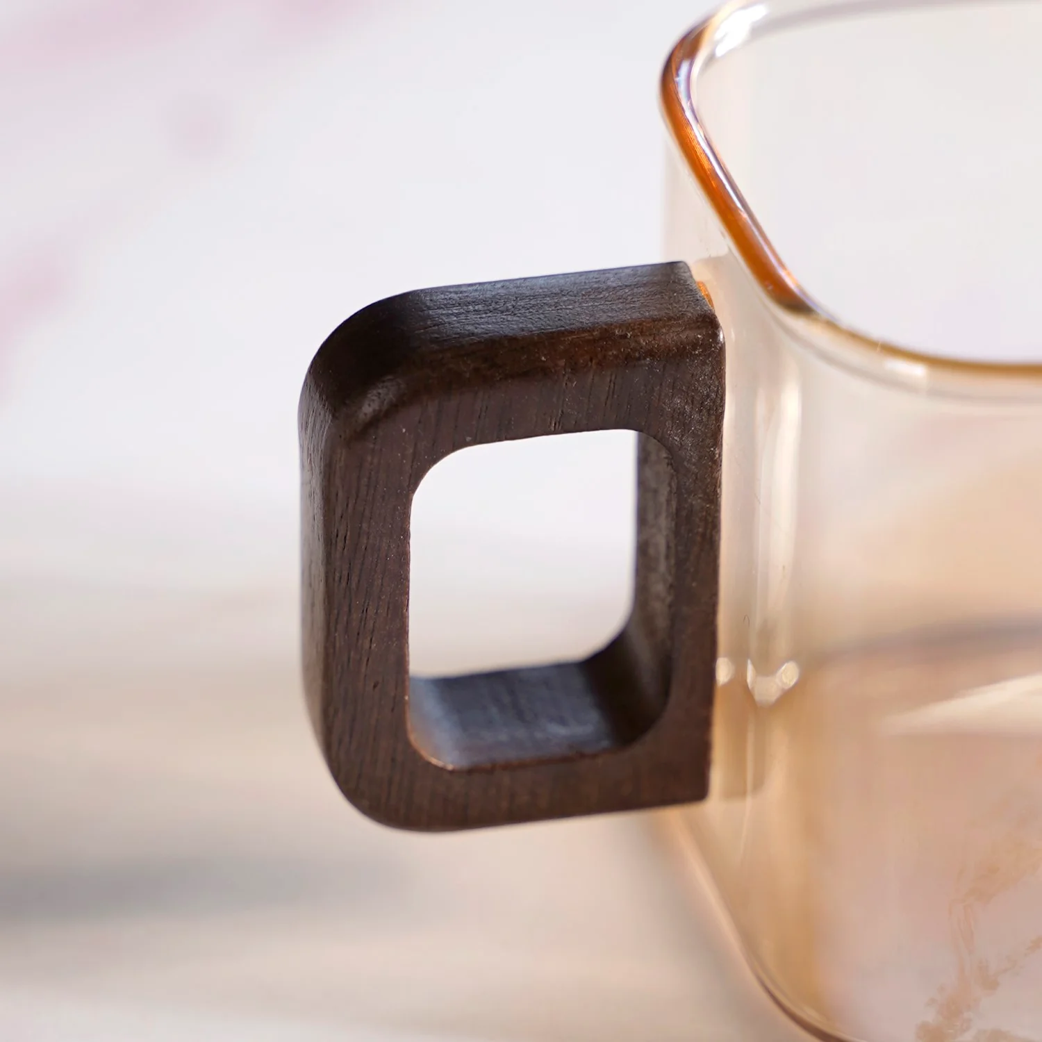 Amber Tinted Square Cups With Wooden Handle Set Of 4 200ml - Image 6