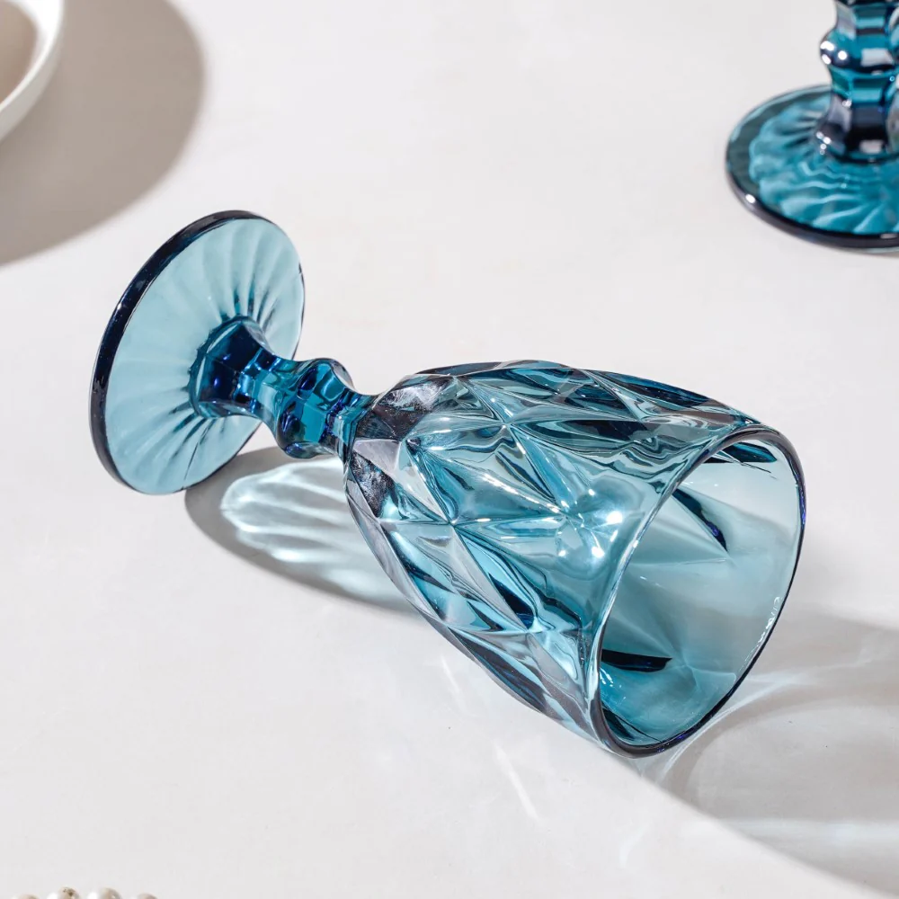 Crystal Red Wine Glass Blue Set Of 6 300 ml - Image 6