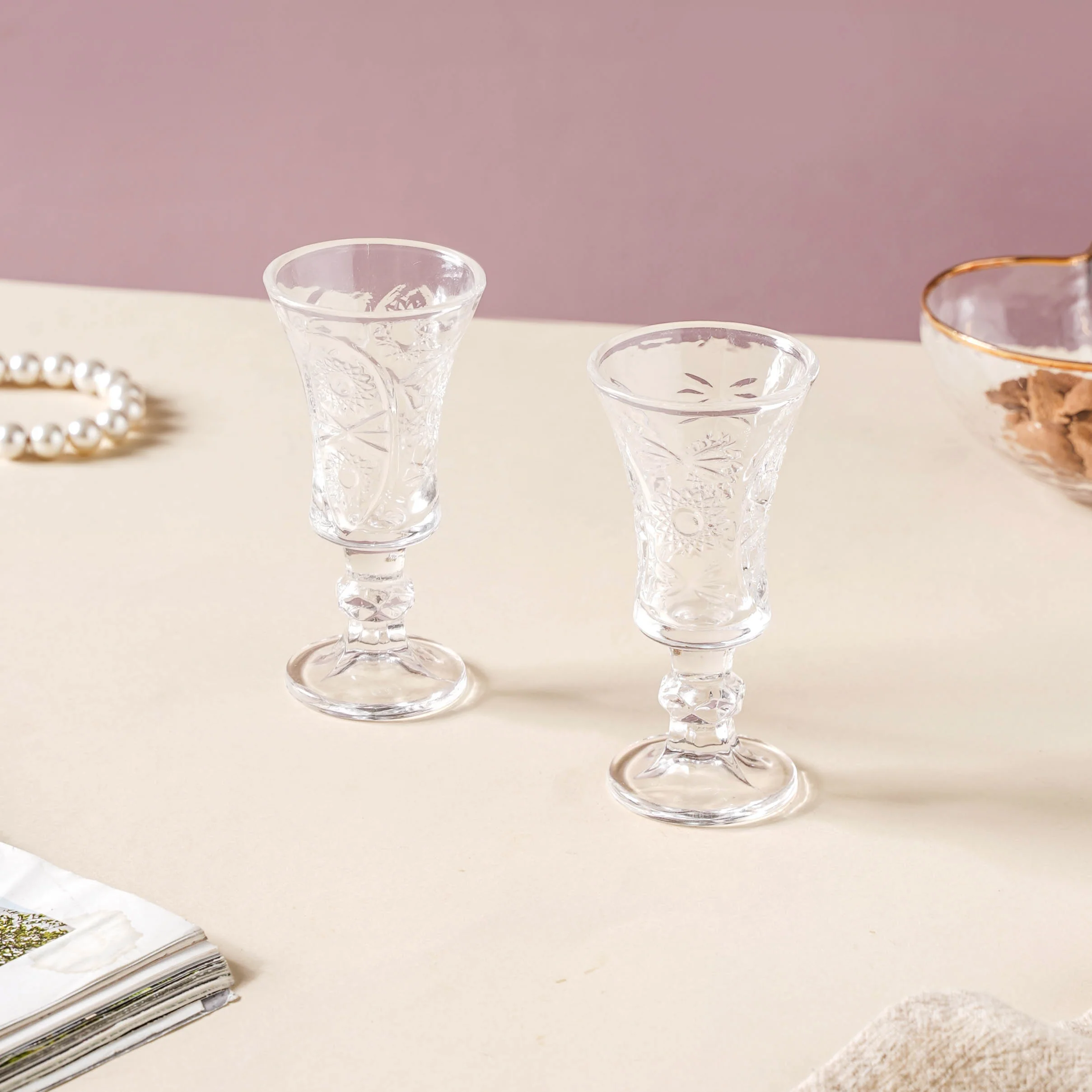 Designed Small Stemmed Glass Set of 2 - Image 6