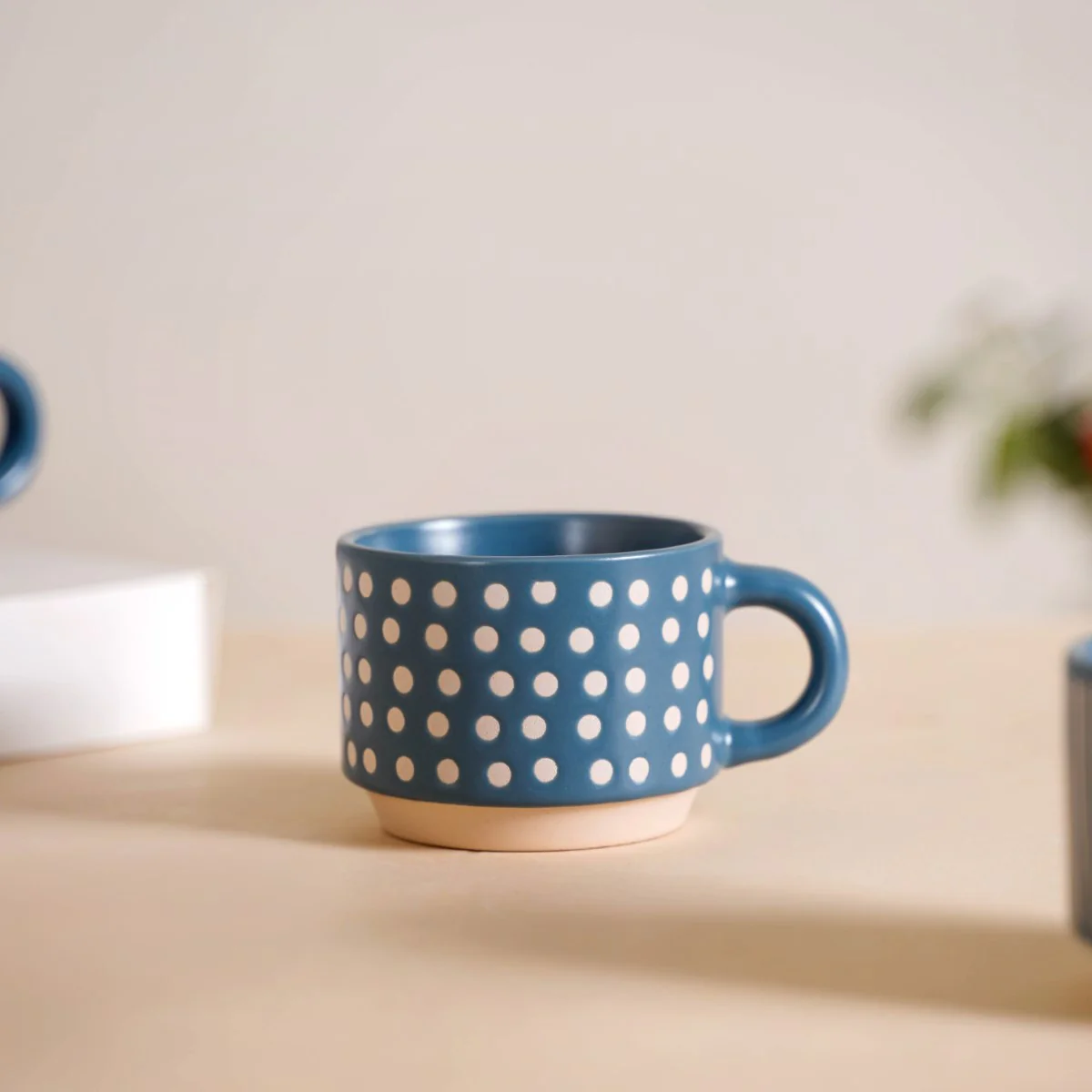 Eclectic Stackable Cups Set Of 4 With Stand Blue 100ml - Image 14