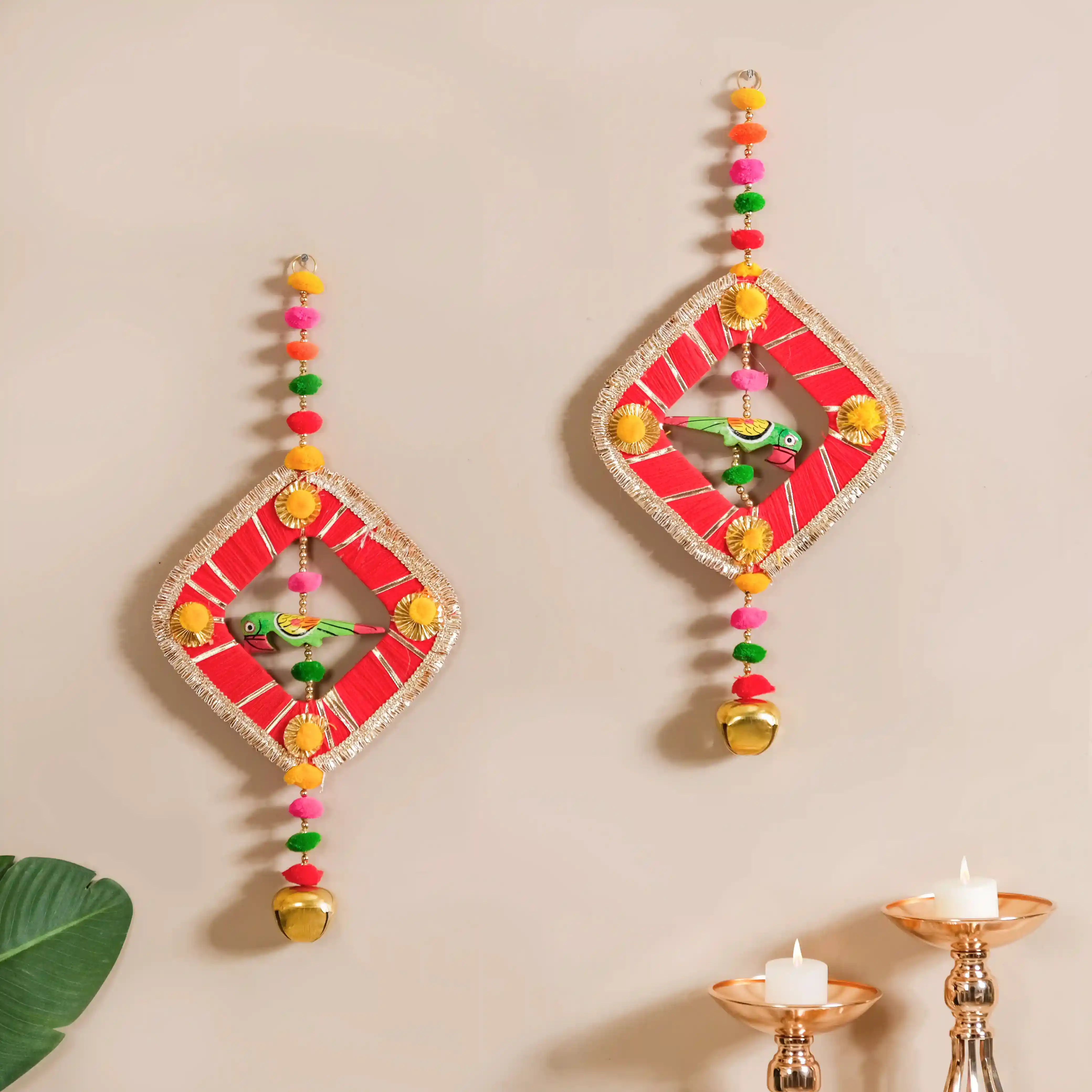 Festive Bell Multicolour Wall Hanging Set of 2 - Image 10