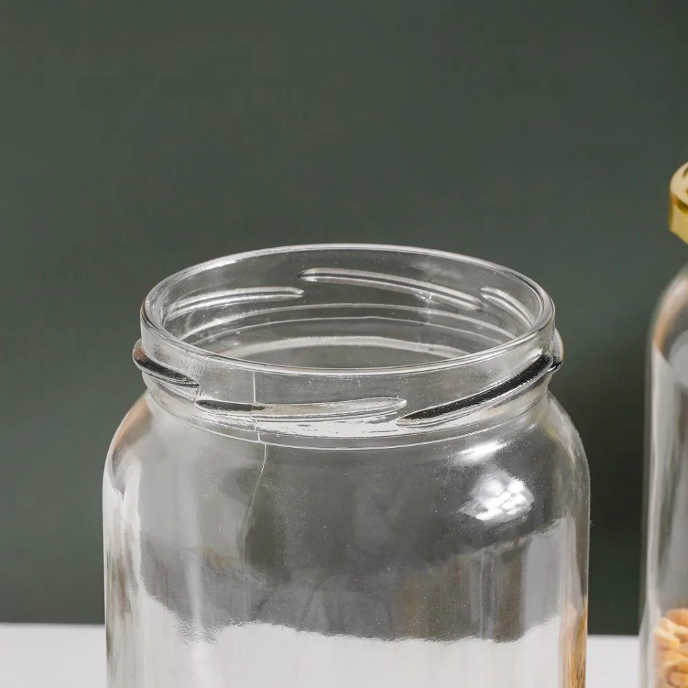 Glass Kitchen Storage Jar With Gold Lid Set Of 4 950ml - Image 6