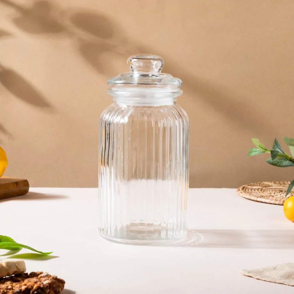 Glass Storage Jar With Lid Set Of 4 1 Litre - Image 4