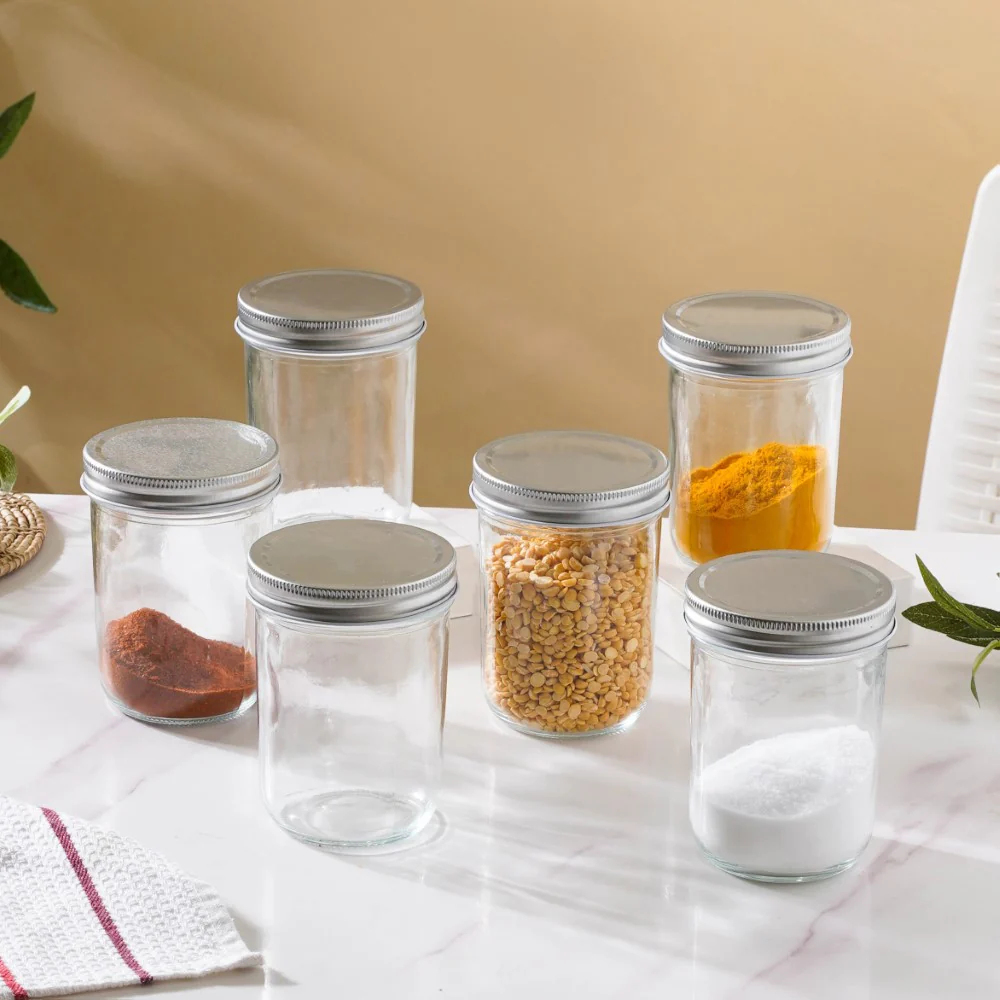 Glass Storage Jars With Lid Set Of 6 Large 400ml - Image 5