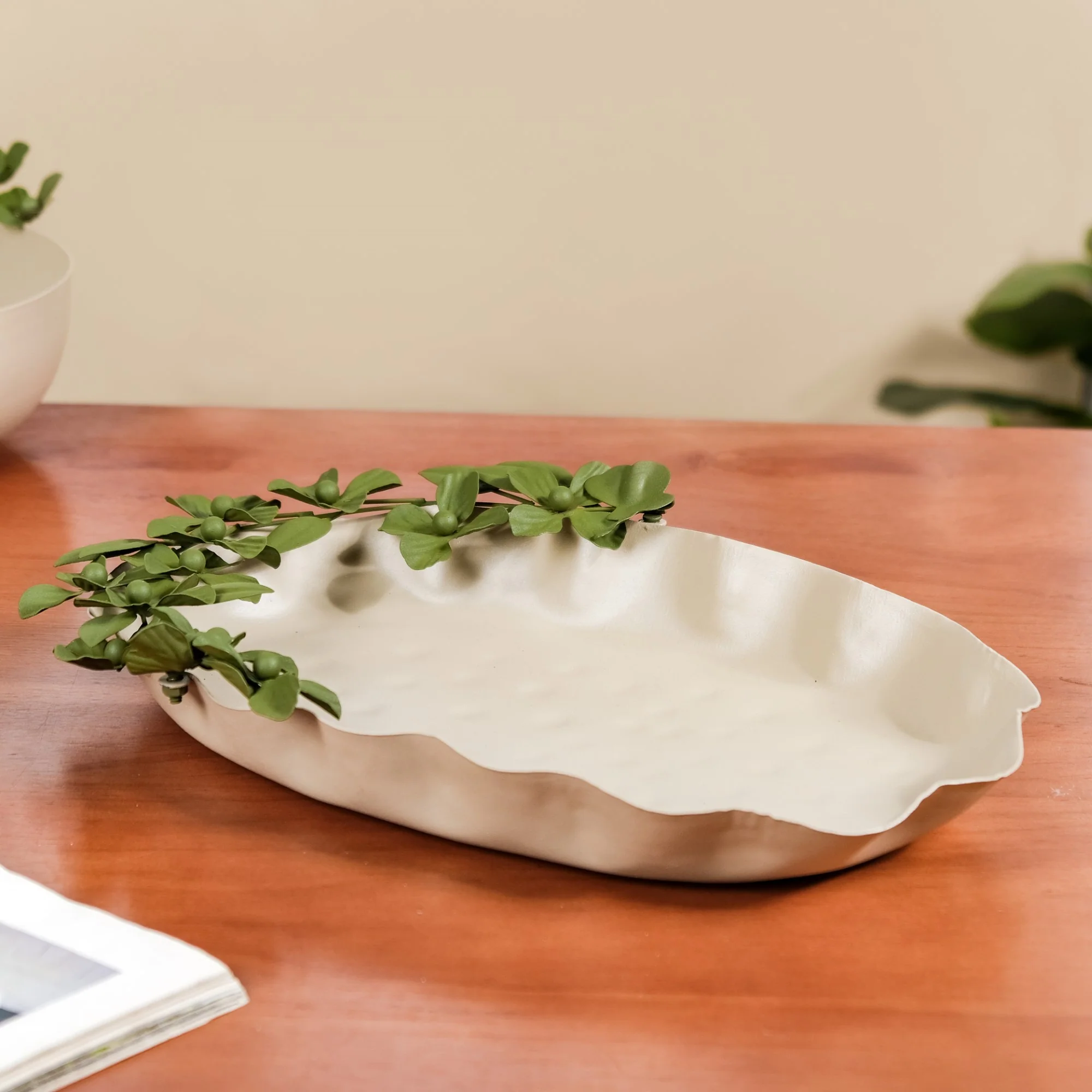 Green Garden Oval Decorative Metal Tray 15x9 Inch - Image 6