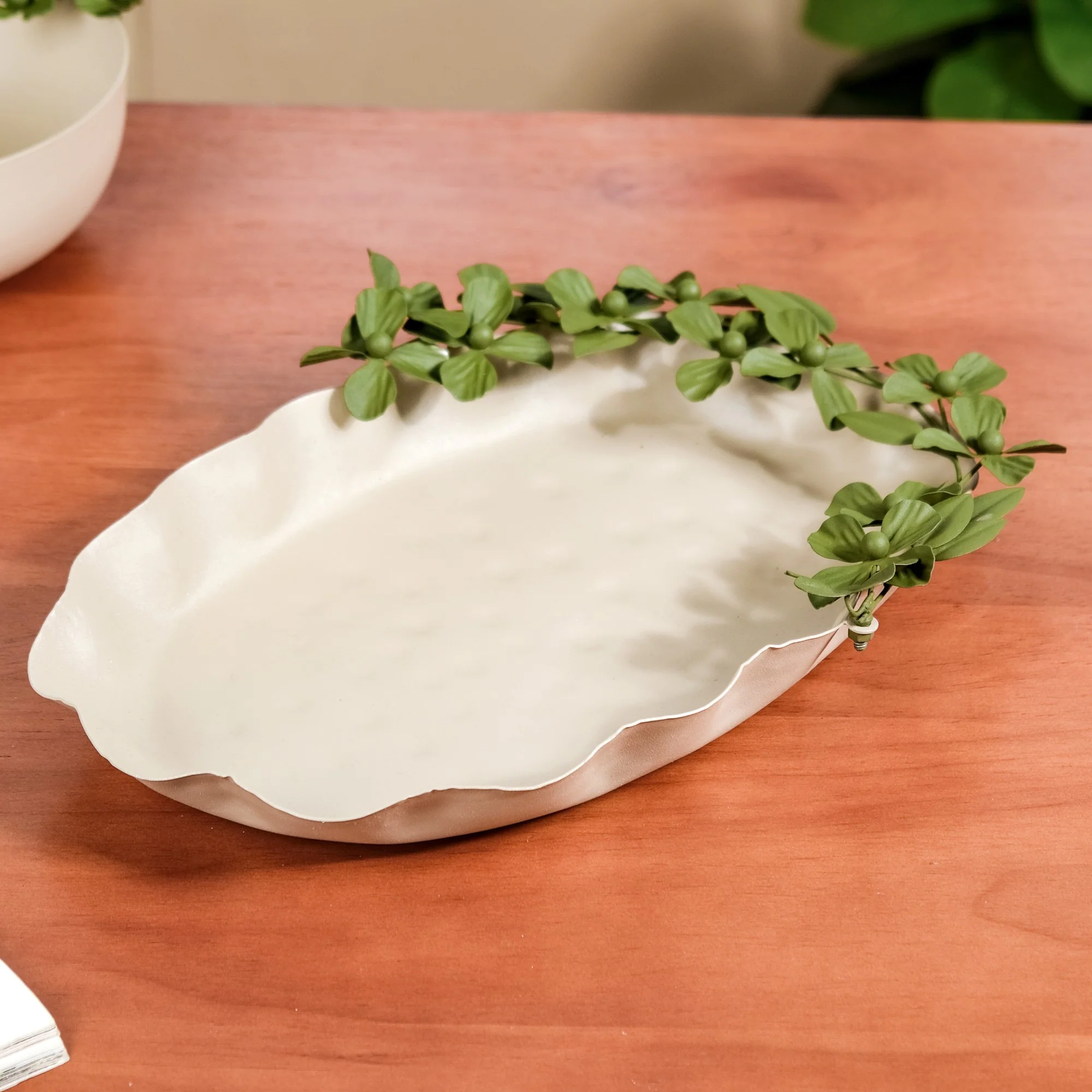 Green Garden Oval Decorative Metal Tray 15x9 Inch - Image 9