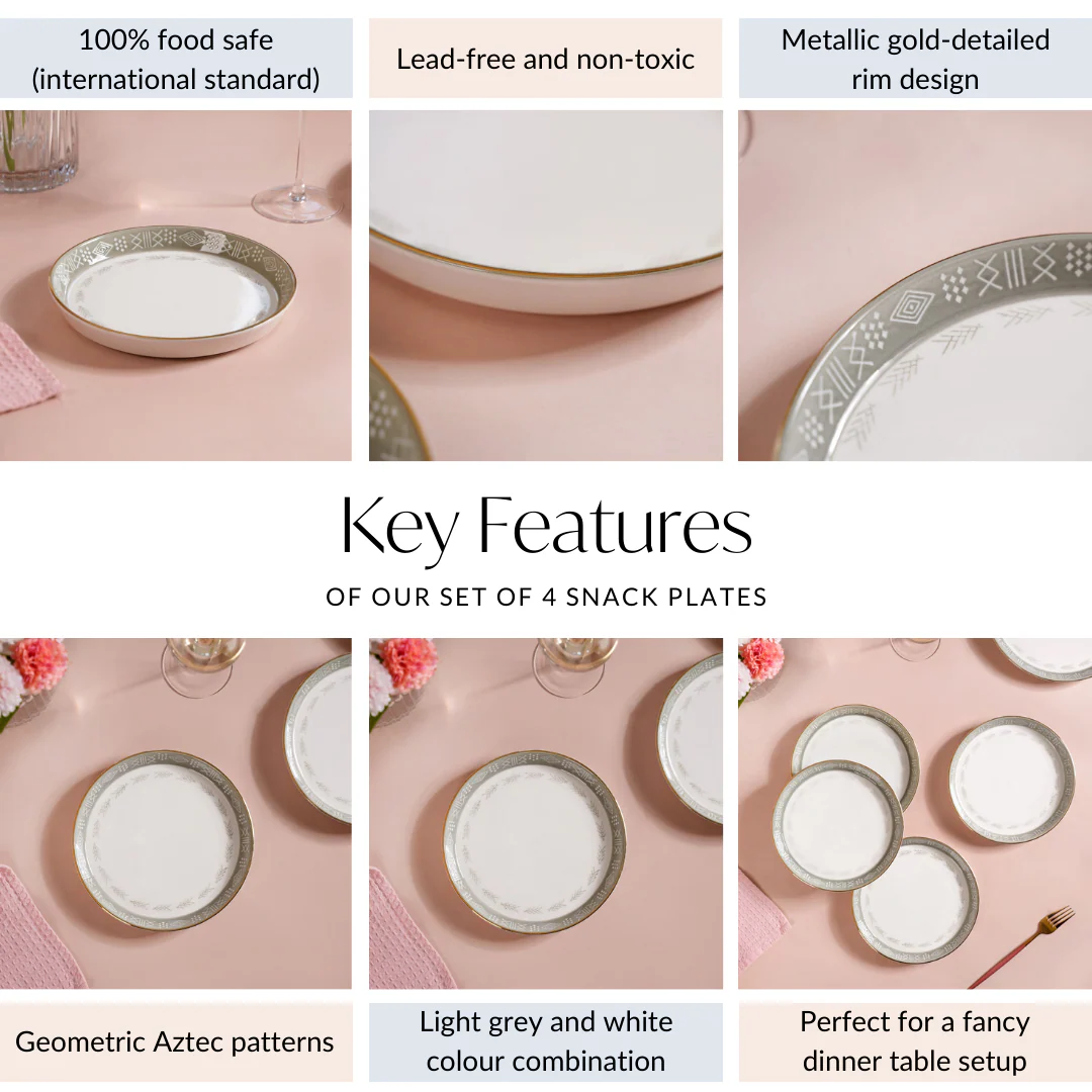 Grey Azo Set Of 4 Snack Plates 8 Inch - Image 4