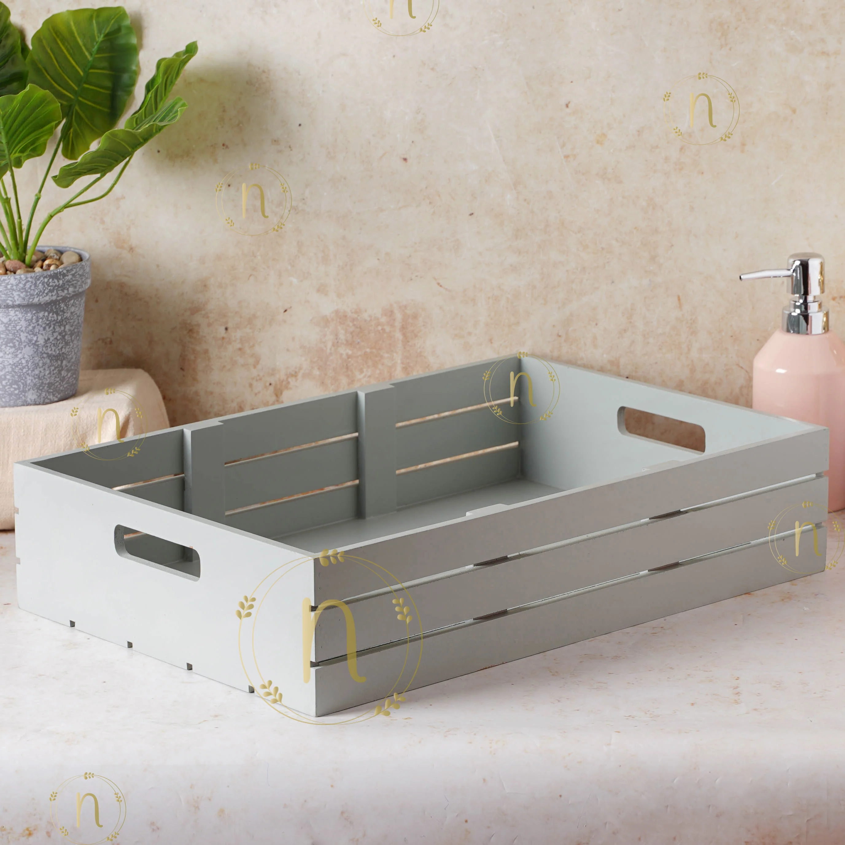 Grey Wooden Crate - Image 6