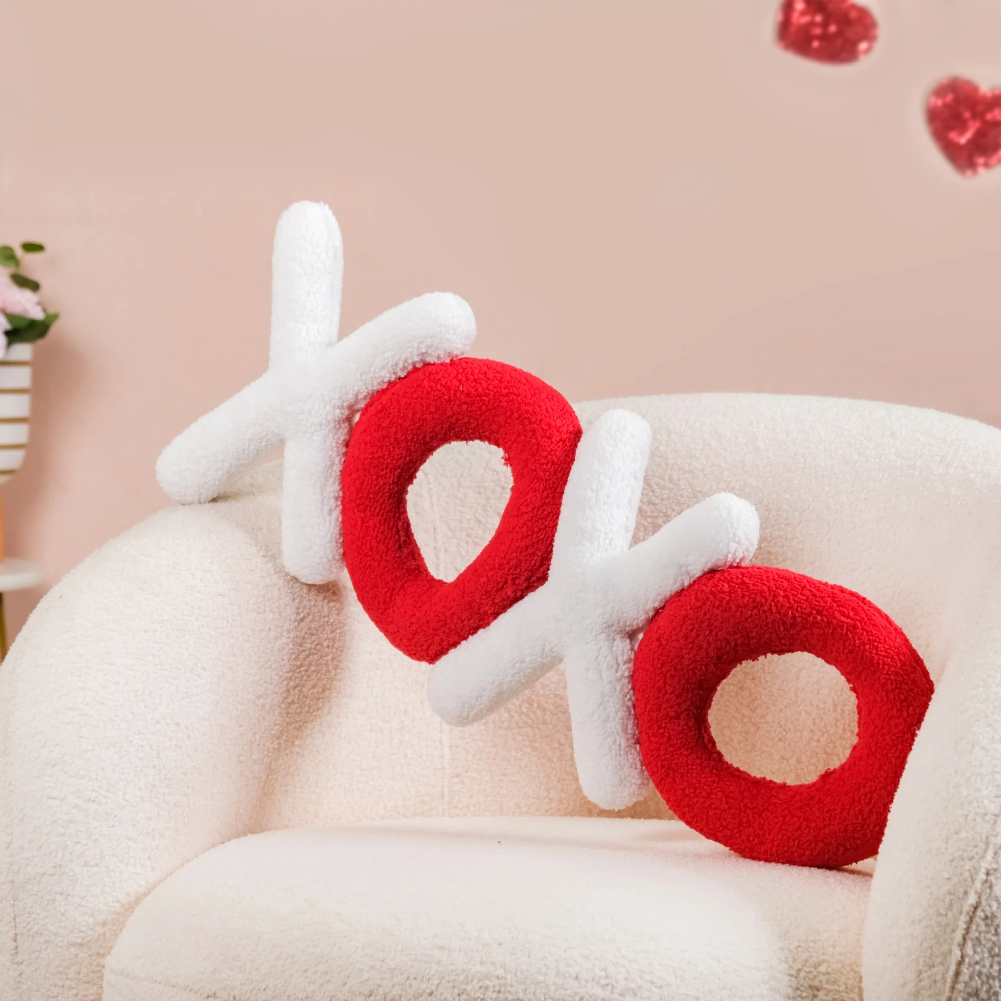 Hugs And Kisses Sherpa Sofa Cushion 25x10 Inch - Image 9