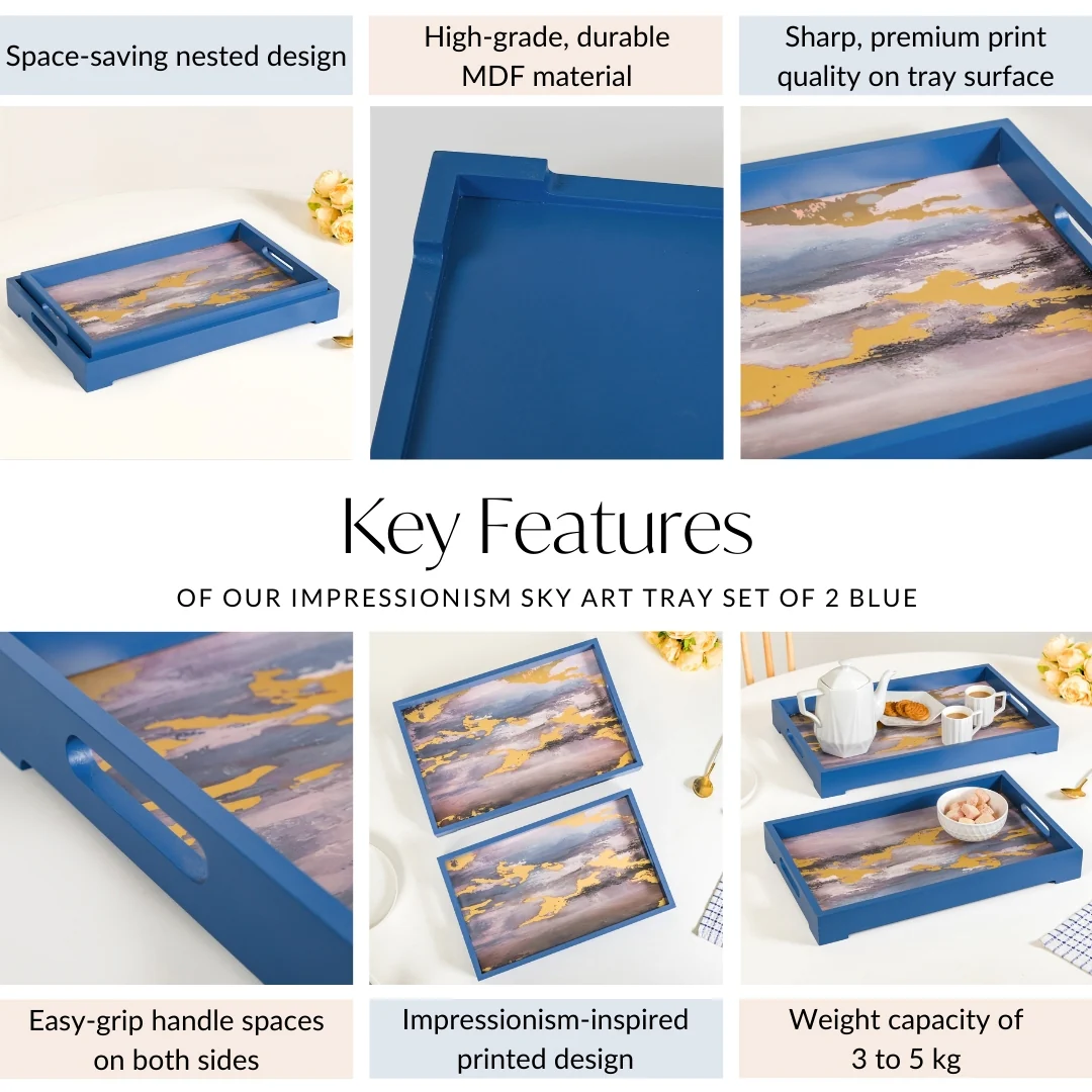 Impressionism Sky Art Tray Set Of 2 Blue - Image 5