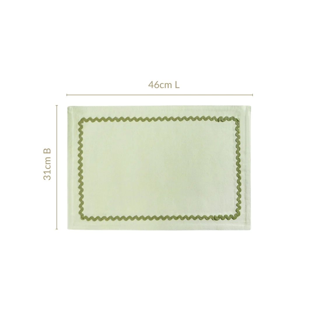 Isabelle Rick Rack Green Cotton Placemat Set Of 4 - Image 5