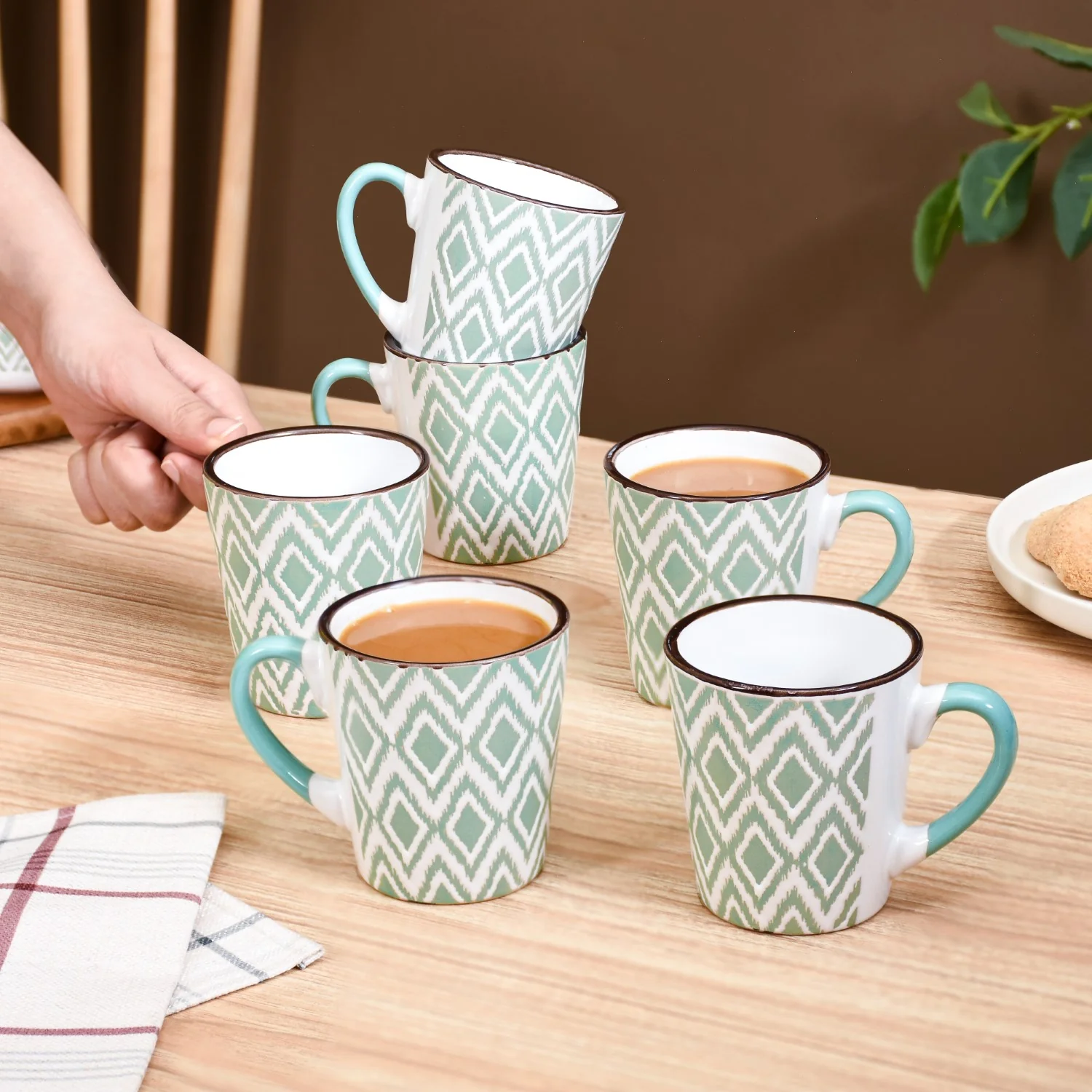 Kaleido Tea Cup Set Of 6 Green 200ml - Image 3