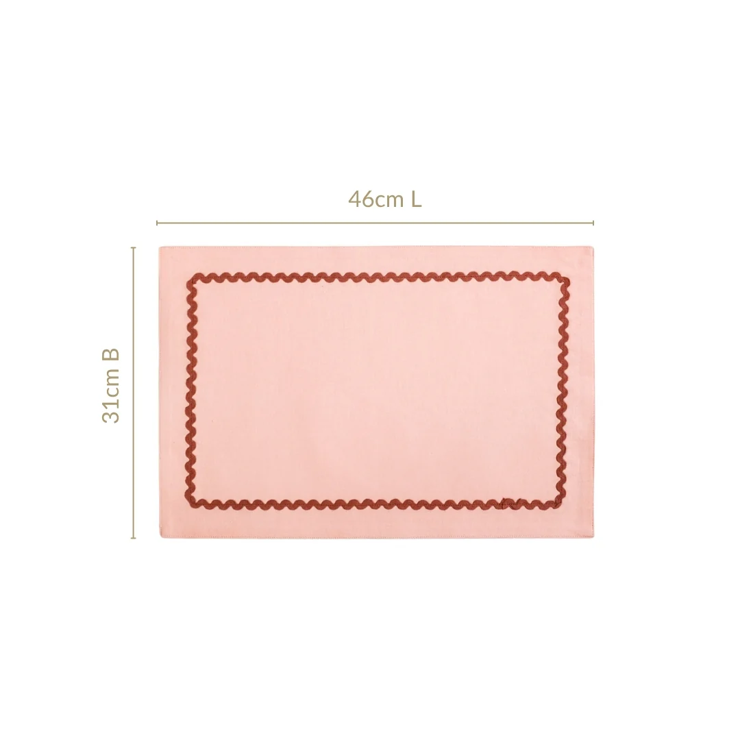 Madeline Rick Rack Peach Set Of 6 Reversible Cotton Placemats - Image 5