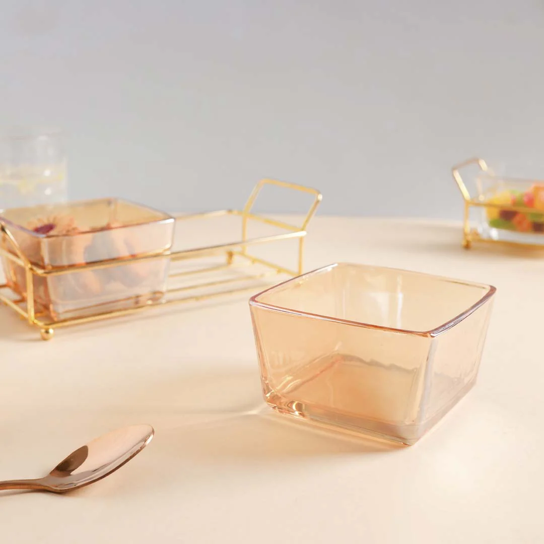 Metal Tray with Glass Bowls Set of 2 - Image 8
