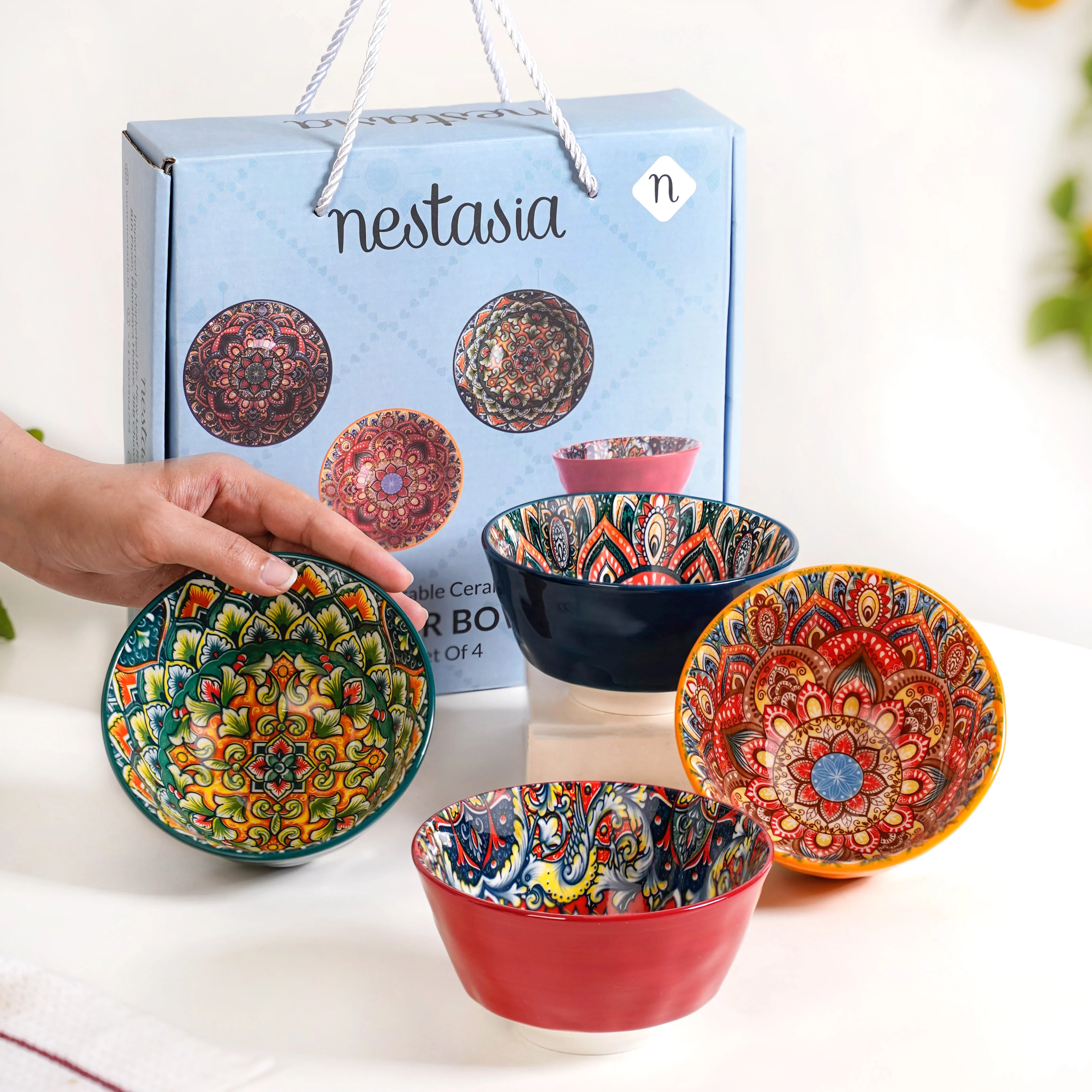 Multicolour Mandala Snack Bowl Set Of 4 380ml - Image 3