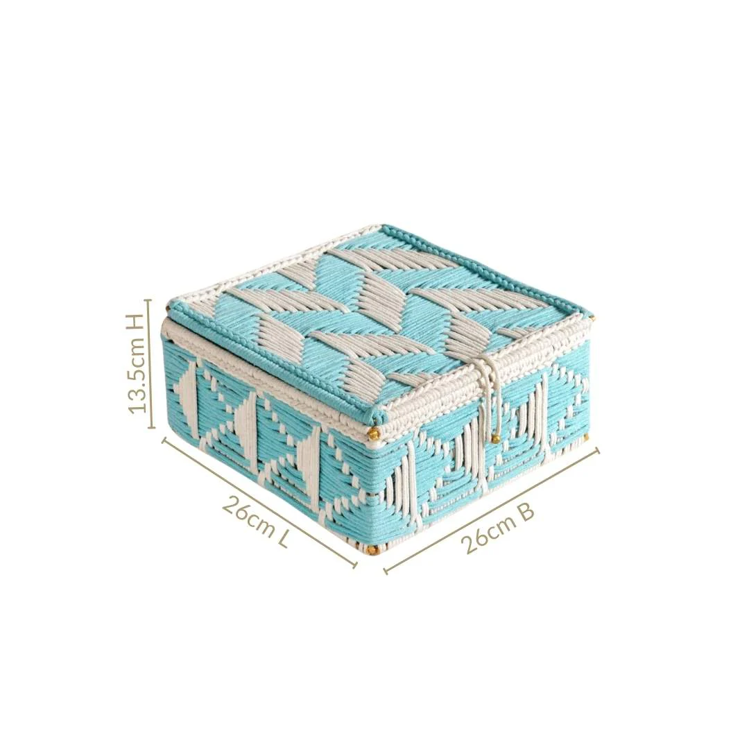 Multipurpose Handwoven Storage Basket Blue And White - Image 4