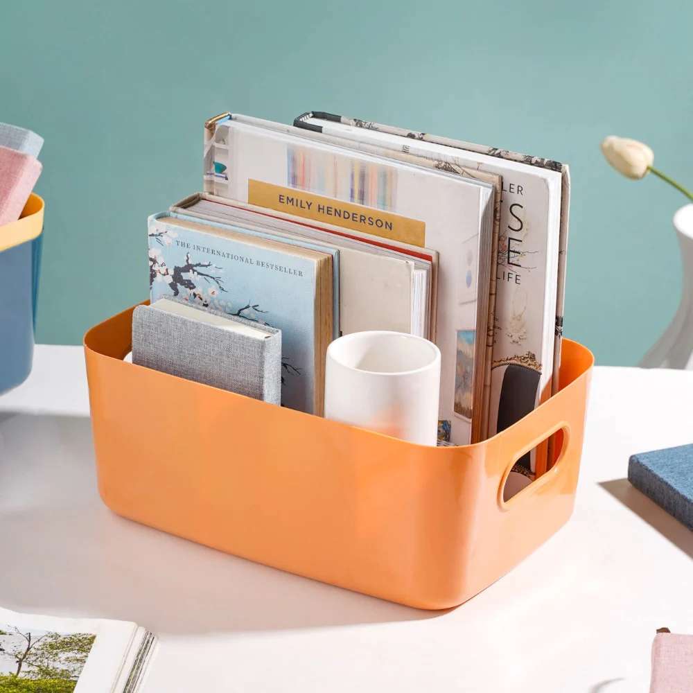 Multipurpose Storage Basket Orange Set Of 2 11 Inch - Image 3
