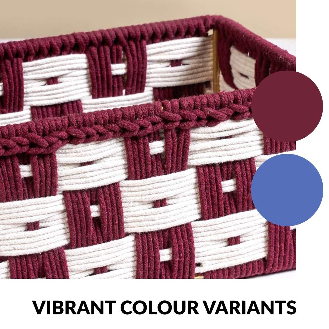 Multipurpose Storage Basket Set Of 3 Burgundy - Image 9