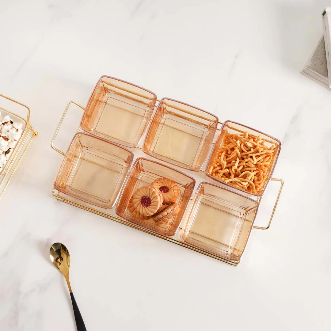 Rectangular Metal Tray with Bowls Set - Image 7