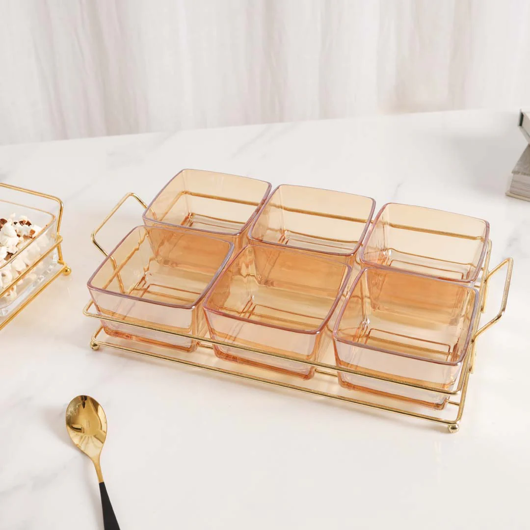 Rectangular Metal Tray with Bowls Set - Image 9