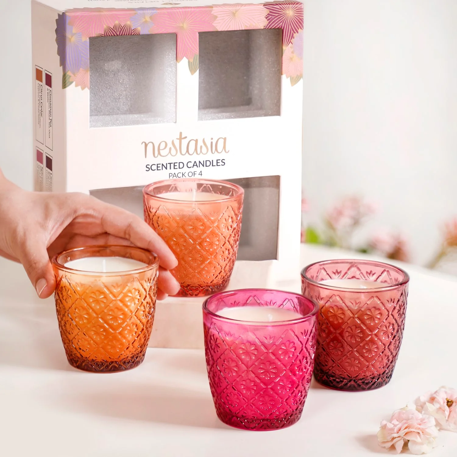 Scented Citrus Woods Fragrant Candle Set Of 4 - Image 3