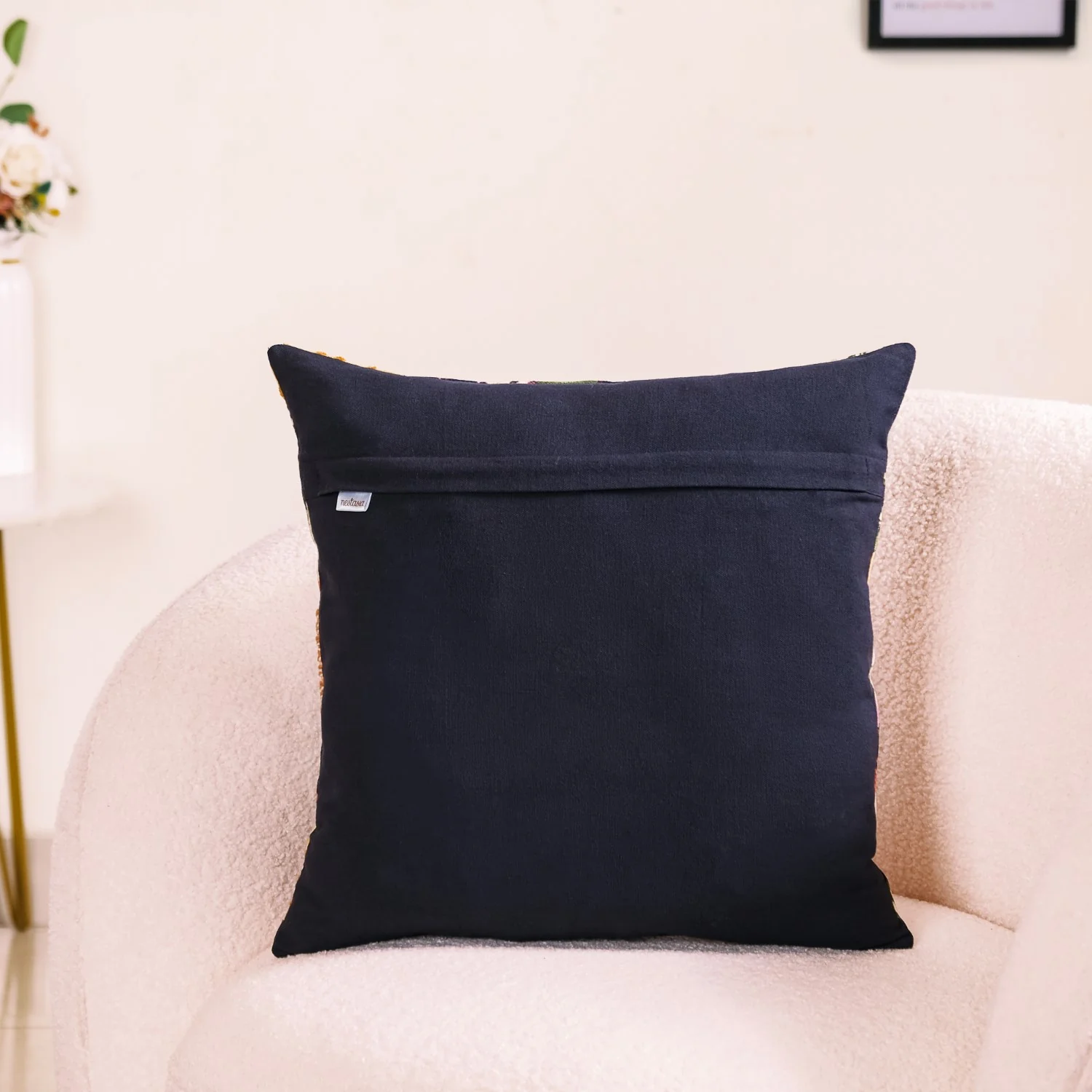 Spring Bling Printed Embellished Cushion Cover 16x16 Inch - Image 7