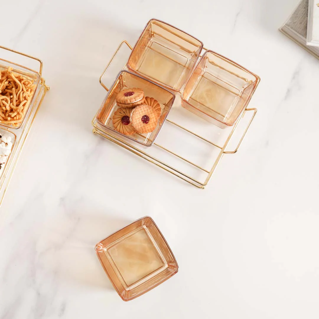 Square Tray with Glass Bowls Set of 4 - Image 4