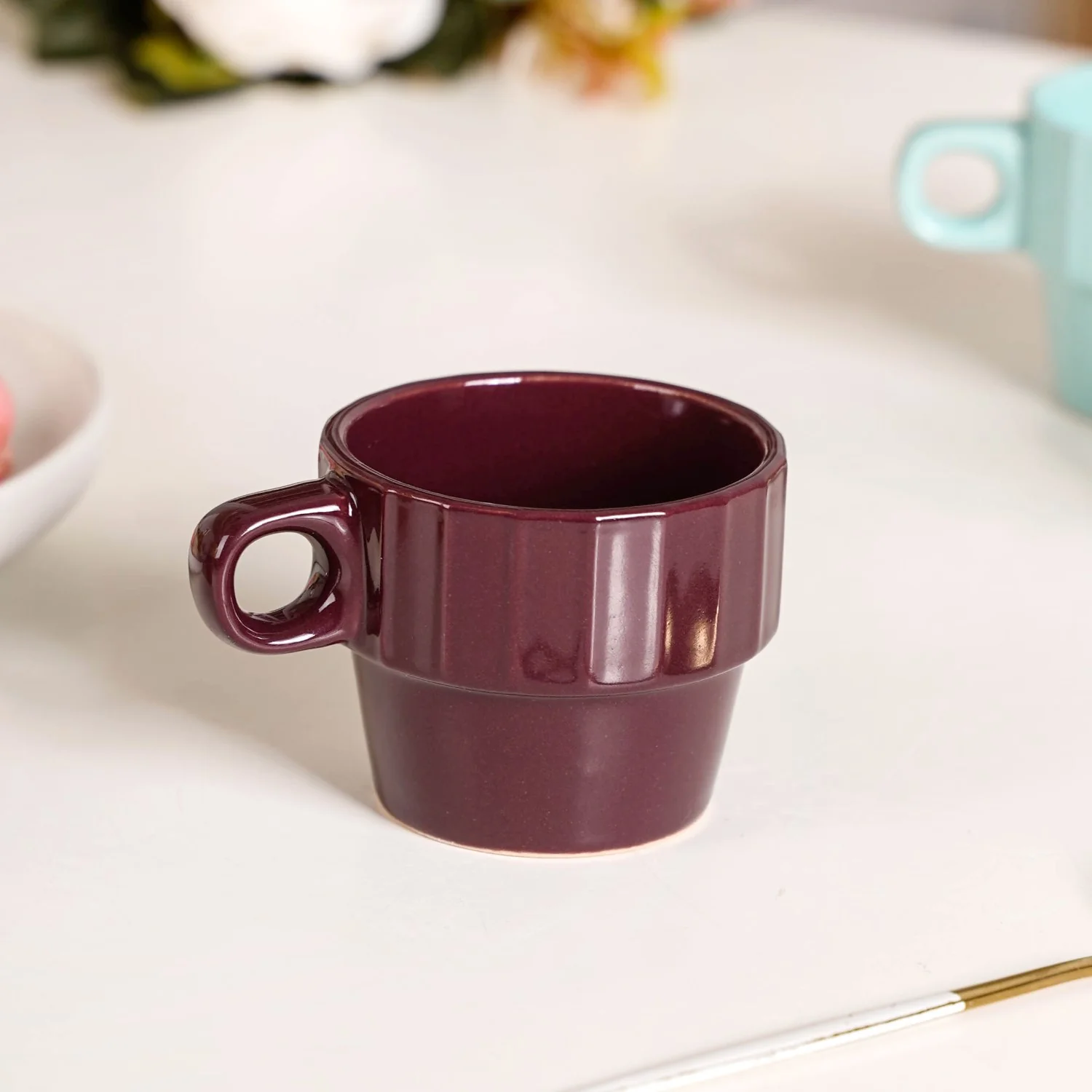 Stackable Mini Tea Cup Set Of 6 Kaori Sunset Hues 90ml - Image 13