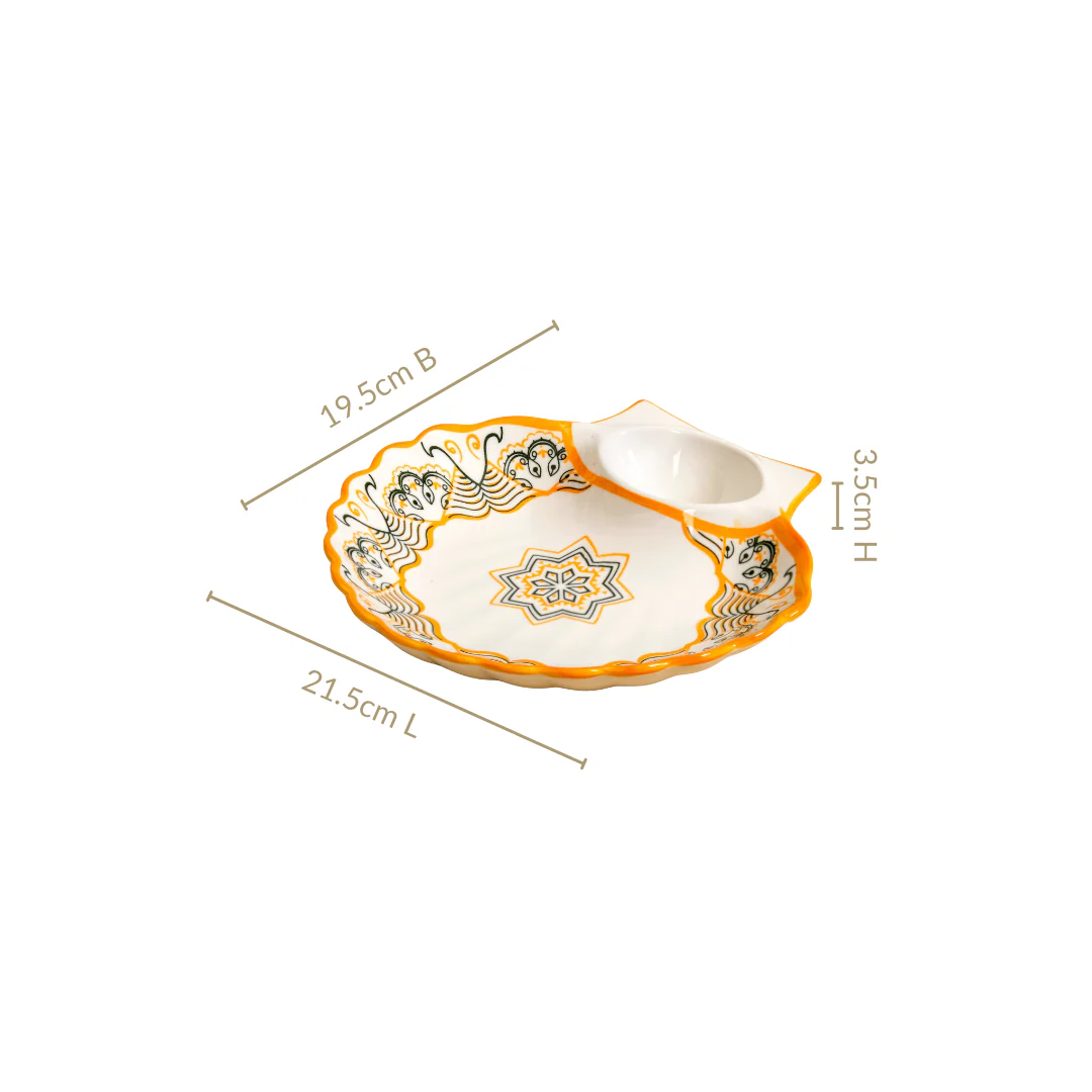 Sunny Bloom Ceramic Section Plate Set Of 2 - Image 4