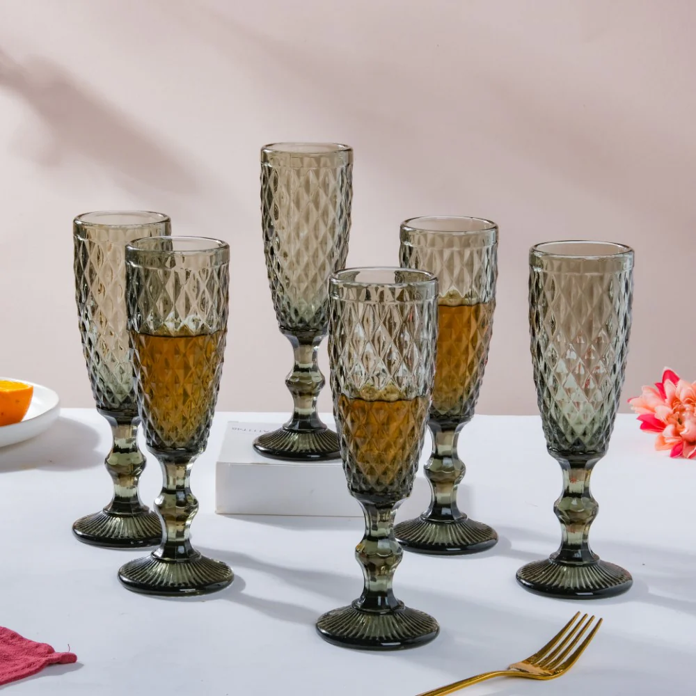 Textured Glassware Ash Grey Set Of 6 150 ml - Image 3