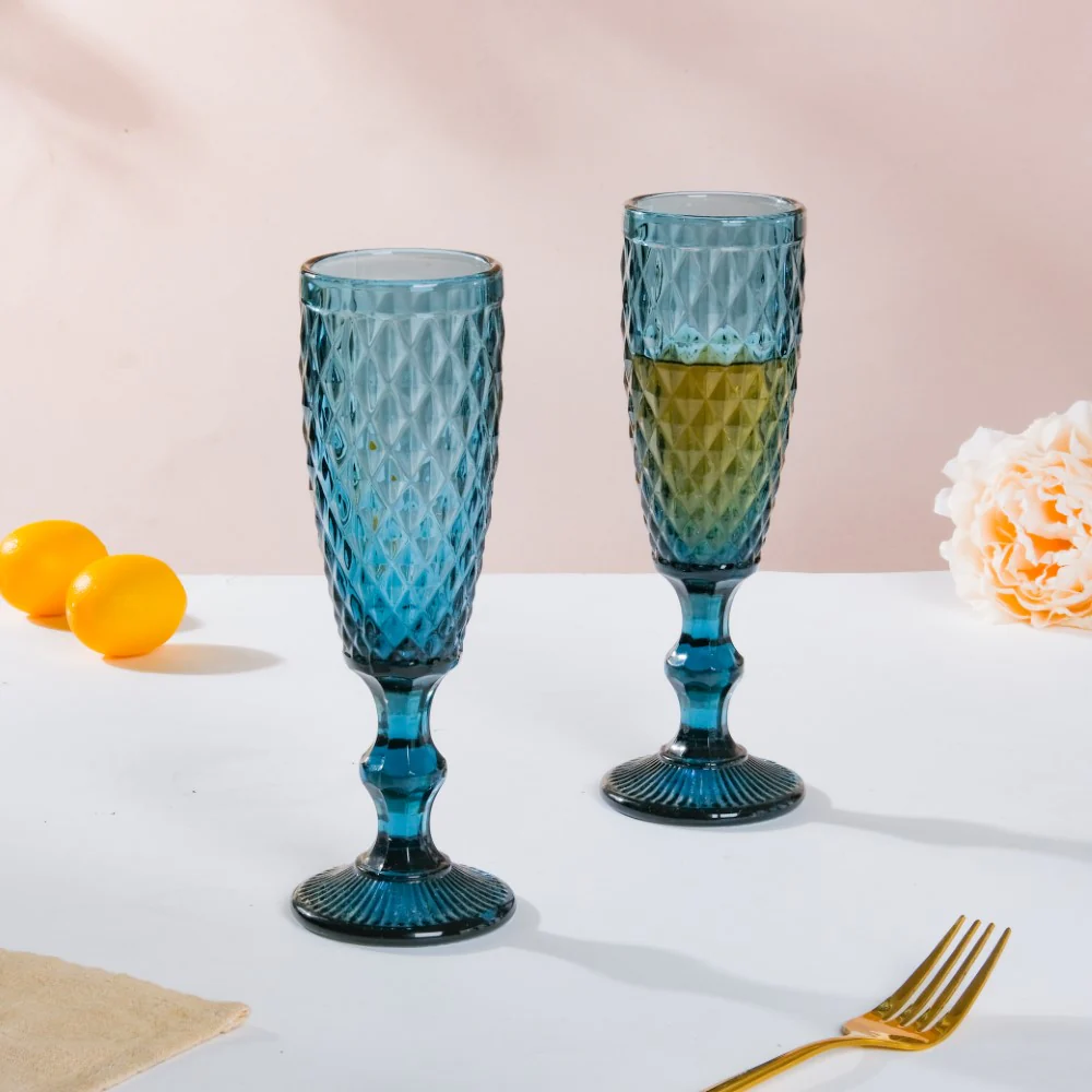 Textured Glassware Blue Set Of 6 150 ml - Image 8