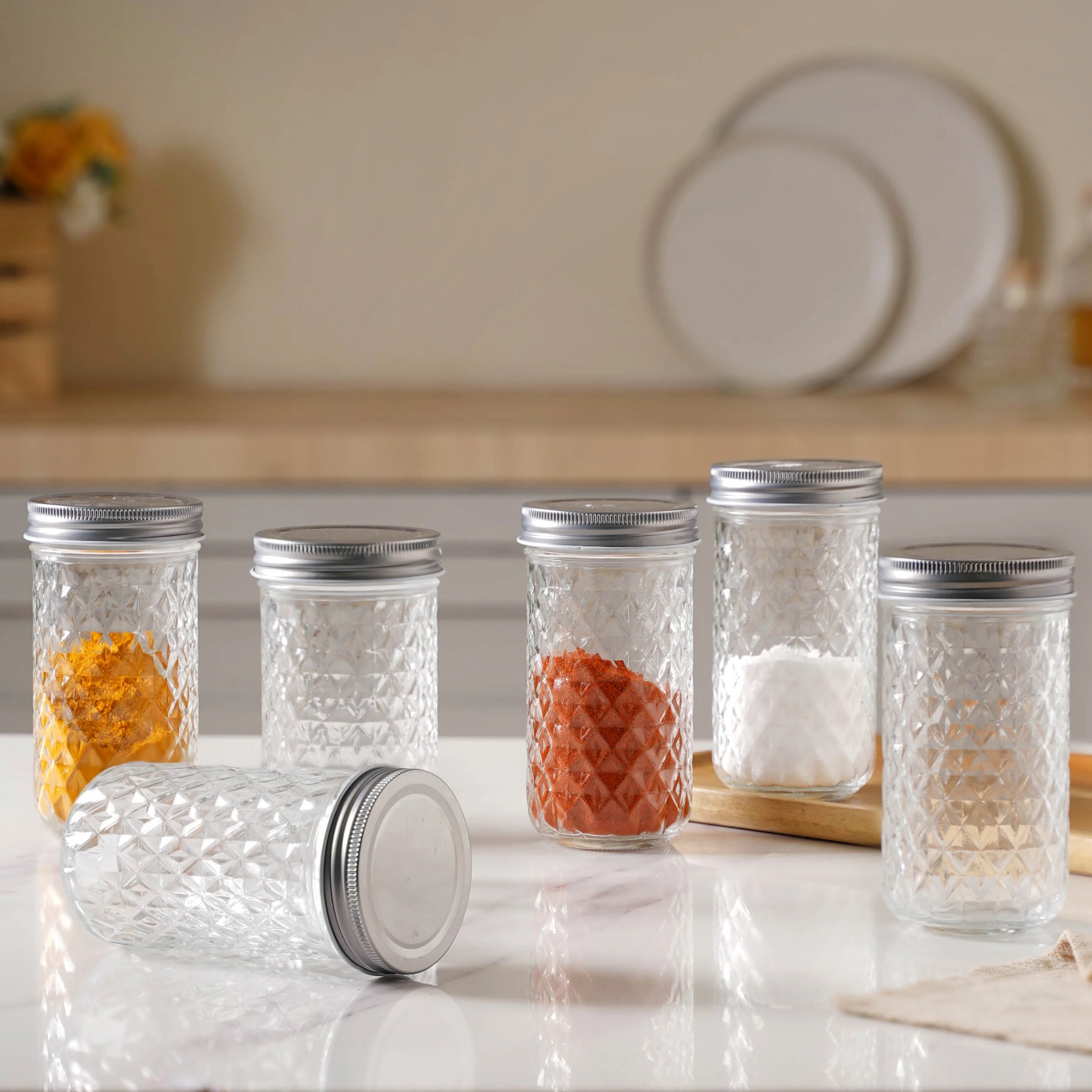 Textured Jar for Storage Set of 6 - Image 5