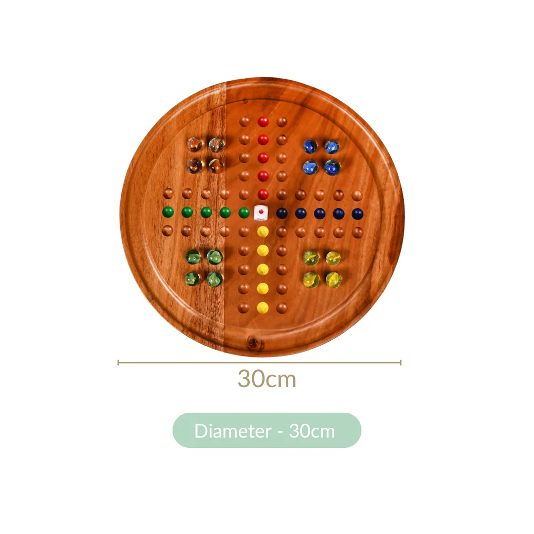 Wooden Ludo Solitaire 2-in-1 Game With Glass Marbles - Image 3